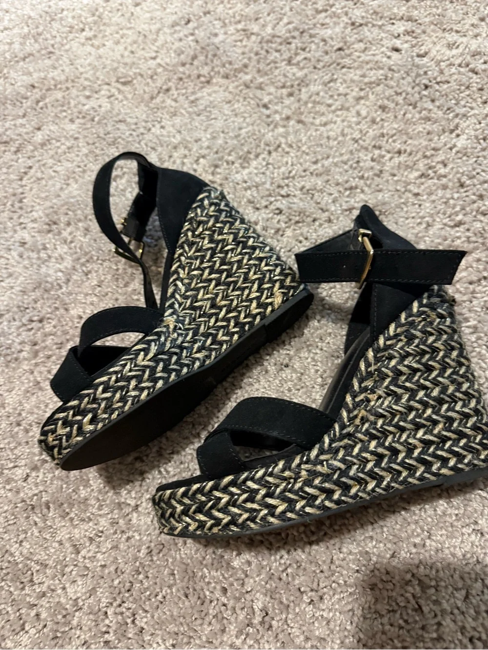 Express Black Braided Espadrille Wedge Sandals
